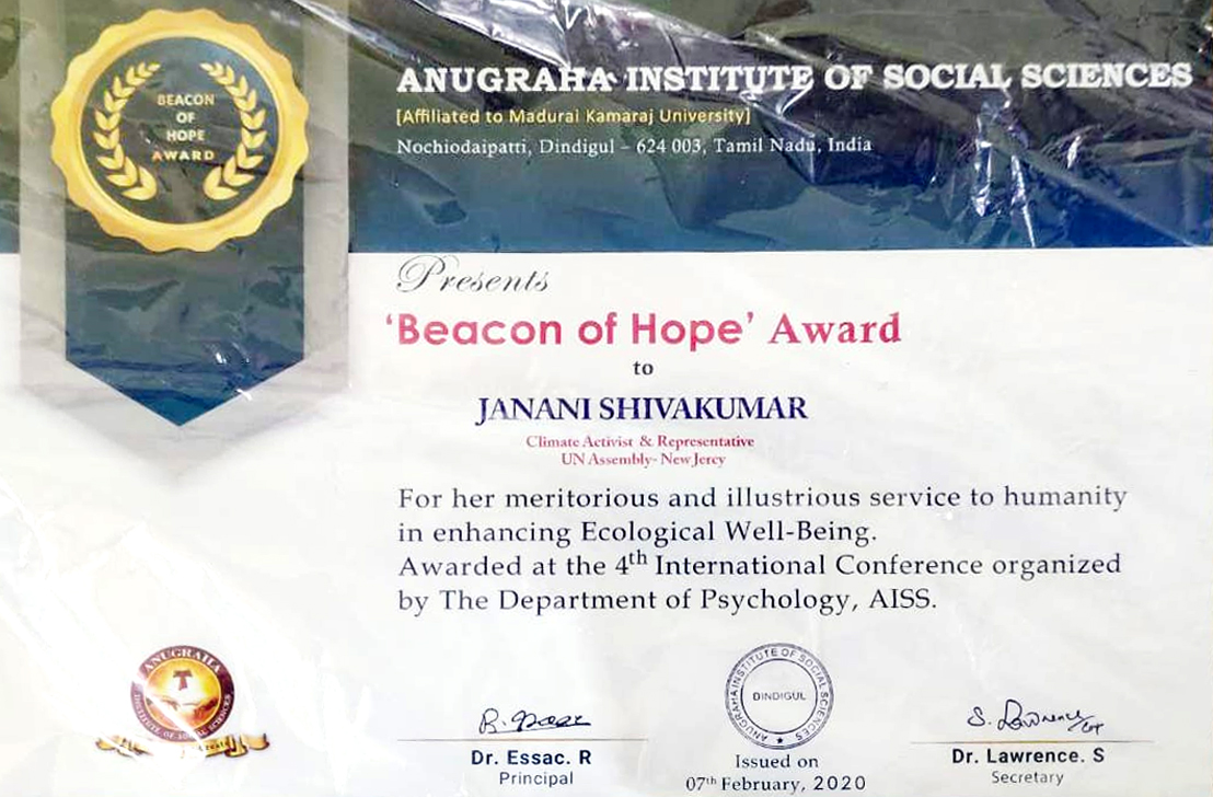 Anugraha-Institute-Of-Social-Sciences-Janani-Shivakumar-Beacon-of-Hope-Award